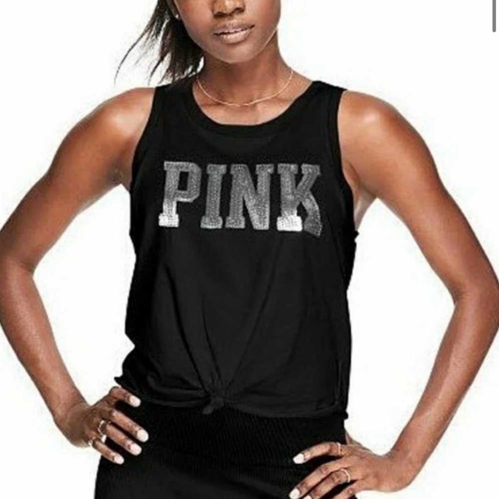 PINK Victoria's Secret Black Silver Top